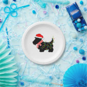 ライト付きクリスマススコットランド犬 ペーパープレート (パーティー)