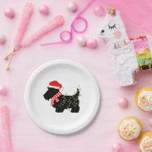 ライト付きクリスマススコットランド犬 ペーパープレート (パーティー)