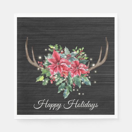 ライト付きクリスマスディアアントラー スタンダードランチョンナプキン (正面)