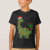 ライト付きクリスマス恐竜おもしろい男の子のクリスマス Tシャツ (正面)
