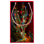 ライト付きクリスマス白熱［赤熱］光を放つサボテン スモールペーパーバッグ (裏面)