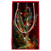 ライト付きクリスマス白熱［赤熱］光を放つサボテン スモールペーパーバッグ (正面)