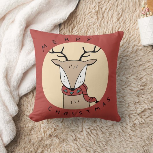 ライト付きスカーフのメリークリスマストナカイ クッション (ブランケット)