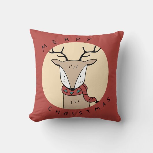 ライト付きスカーフのメリークリスマストナカイ クッション (正面)