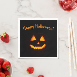 ライト付きハロウィーンのカボチャのちょうちん スタンダードカクテルナプキン