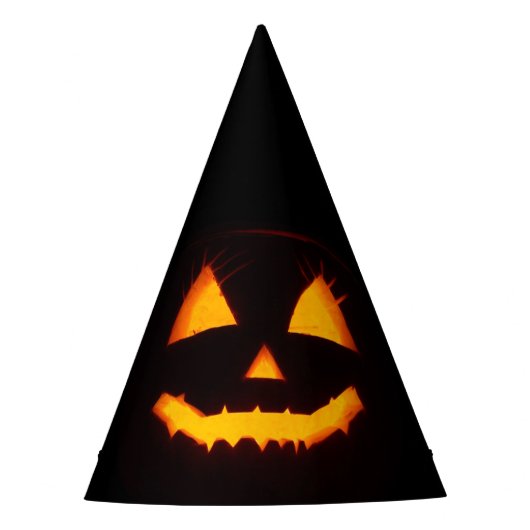 ライト付きハロウィーンのカボチャのちょうちん パーティーハット (正面)