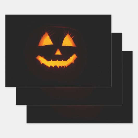 ライト付きハロウィーンのカボチャのちょうちん ラッピングペーパーシート (セット)