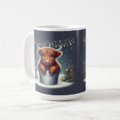 ライト付きバケツのハイランドカラフル牛 コーヒーマグカップ (正面左)