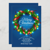 ライト付きホリデーリース引っ越しのお知らせ シーズンカード (正面/裏面)