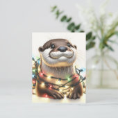 ライト付き愛らしいクリスマスシャッター ポストカード (スタンド正面)