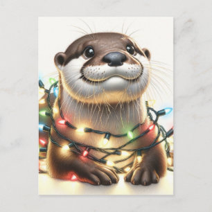 ライト付き愛らしいクリスマスシャッター ポストカード