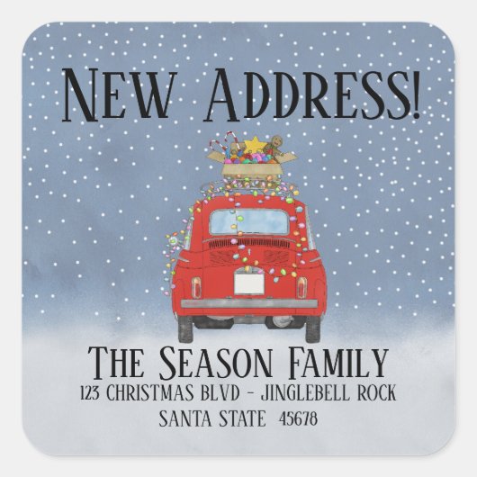 ライト付き新しい住所フィアット500 スクエアシール (正面)