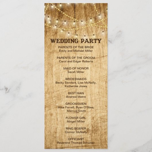 ライト付き田舎結婚式の式プログラム プログラム (裏面)