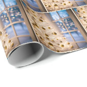 ライト付き白いクリスマスツリー ラッピングペーパー (ロールコーナー)