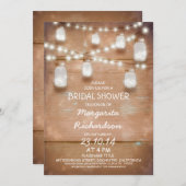 ライト付き素朴なメイソンジャースブライダルシャワー招待状 招待状 (正面/裏面)
