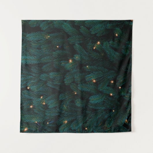ライト付き緑のクリスマスツリー タペストリー (正面(横))