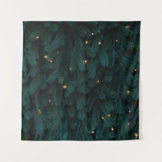 ライト付き緑のクリスマスツリー タペストリー (正面)