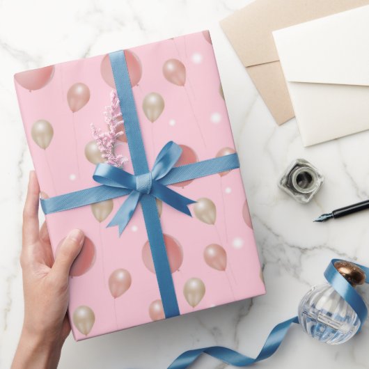 ライト付き豪華な3Dバルーンきらめく ラッピングペーパー (ギフト)