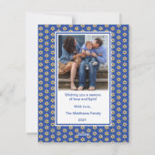 ライト付き(ユダヤ教)メノラーハッピーハヌカー家族の写真 シーズンカード (裏面)