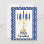ライト付き(ユダヤ教)メノラーハッピーハヌカー家族の写真 シーズンカード (正面)