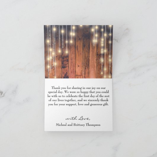 ライト付素朴き茶色の木材 |サンキューカード サンキューカード (内部)