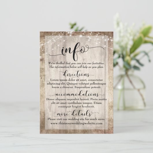 ライト付素朴き薄茶色の木結婚材 エンクロージャーカード (スタンド正面)