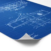 ライト兄弟の飛行機特許 – 青写真 ポスター (角)