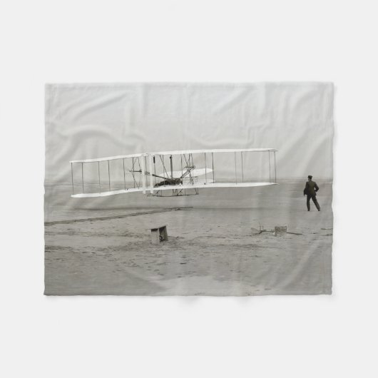 ライト兄弟の飛行機 初の飛行 航空 フリースブランケット (正面(横))