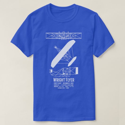 ライト兄弟フライヤーファースト飛行機インフォグラフィック診断 Tシャツ (デザイン正面)