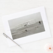 ライト兄弟フライヤー第1飛行機航空便 長方形シール (封筒)