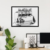 ライト兄弟航空機エンジン1911 ポスター (ホームオフィス)