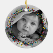 ライト写真のクリスマスのオーナメントの円 セラミックオーナメント (裏面)