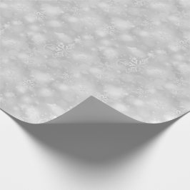 ライト及び雪片の銀-クリスマス ラッピングペーパー