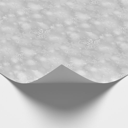 ライト及び雪片の銀-クリスマス ラッピングペーパー (角)