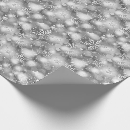 ライト及び雪片の銀-クリスマス ラッピングペーパー (角)