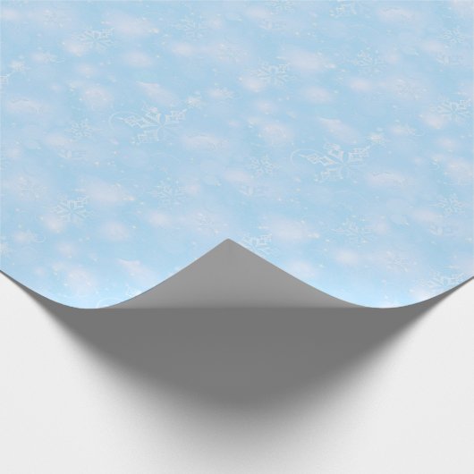 ライト及び雪片のBlue- Christmas Lt ラッピングペーパー (角)