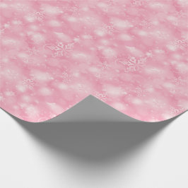 ライト及び雪片、ピンク-クリスマス ラッピングペーパー