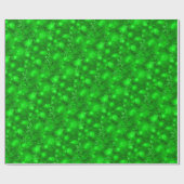 ライト及び雪片、緑-クリスマス ラッピングペーパー (フラット)