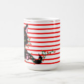 ライト怒付きキュートなクリスマスブラック猫 コーヒーマグカップ (中央)