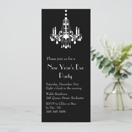 ライト招待状の下の新年(黒) 招待状 (スタンド正面)