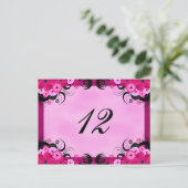 ライト明るい赤紫色フローラ披露宴テーブル番号カード ポストカード (スタンド正面)