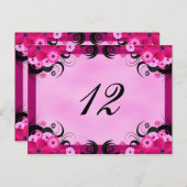 ライト明るい赤紫色フローラ披露宴テーブル番号カード ポストカード (正面/裏面)