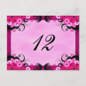 ライト明るい赤紫色フローラ披露宴テーブル番号カード ポストカード (正面)