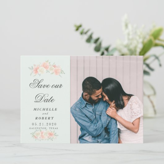 ライト春フローラ写真Save The Date 招待状 (スタンド正面)