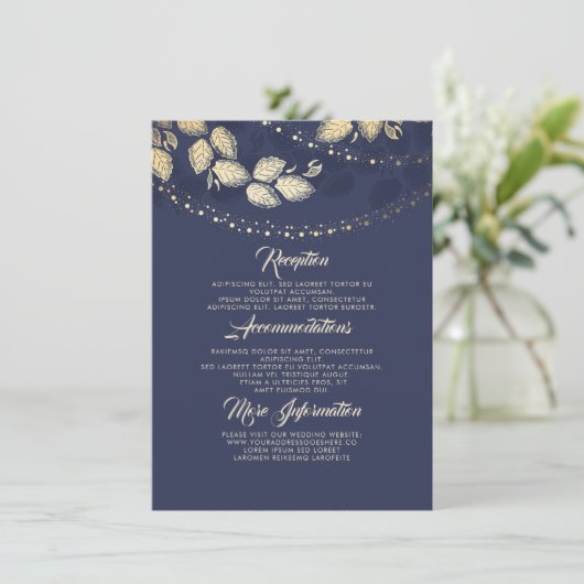 ライト木はエレガントな結婚式の詳細に挿入物を去ります エンクロージャーカード (スタンド正面)