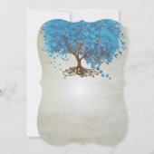 ライト海ブルーハートリーフツリー結婚式の招待 招待状 (裏面)