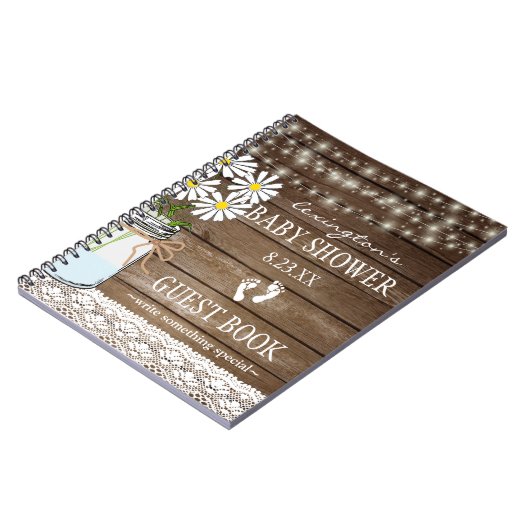 ライト白いベビーシャワーのゲストブック|の一連 ノートブック (左側)
