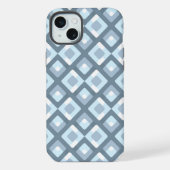 ライト石板ブルーグレーミッドセンチュリースクウェアパターン iPhoneケース (裏面)
