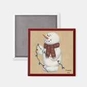 ライト磁石付き雪だるま マグネット (正面/裏面)