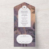 ライト秋フローラアーチバラ金ゴールドエレガンス結婚ズ オールインワン招待状 (内側)